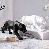 Abstract Geometric Style Resin Leopard Sculpture Home Office Desktop Decoration Gift